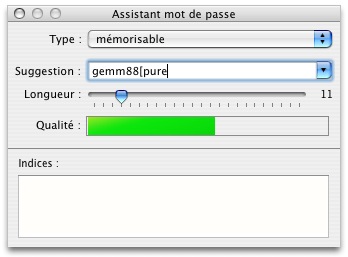 L'assistant de mot de passe de Mac OS X